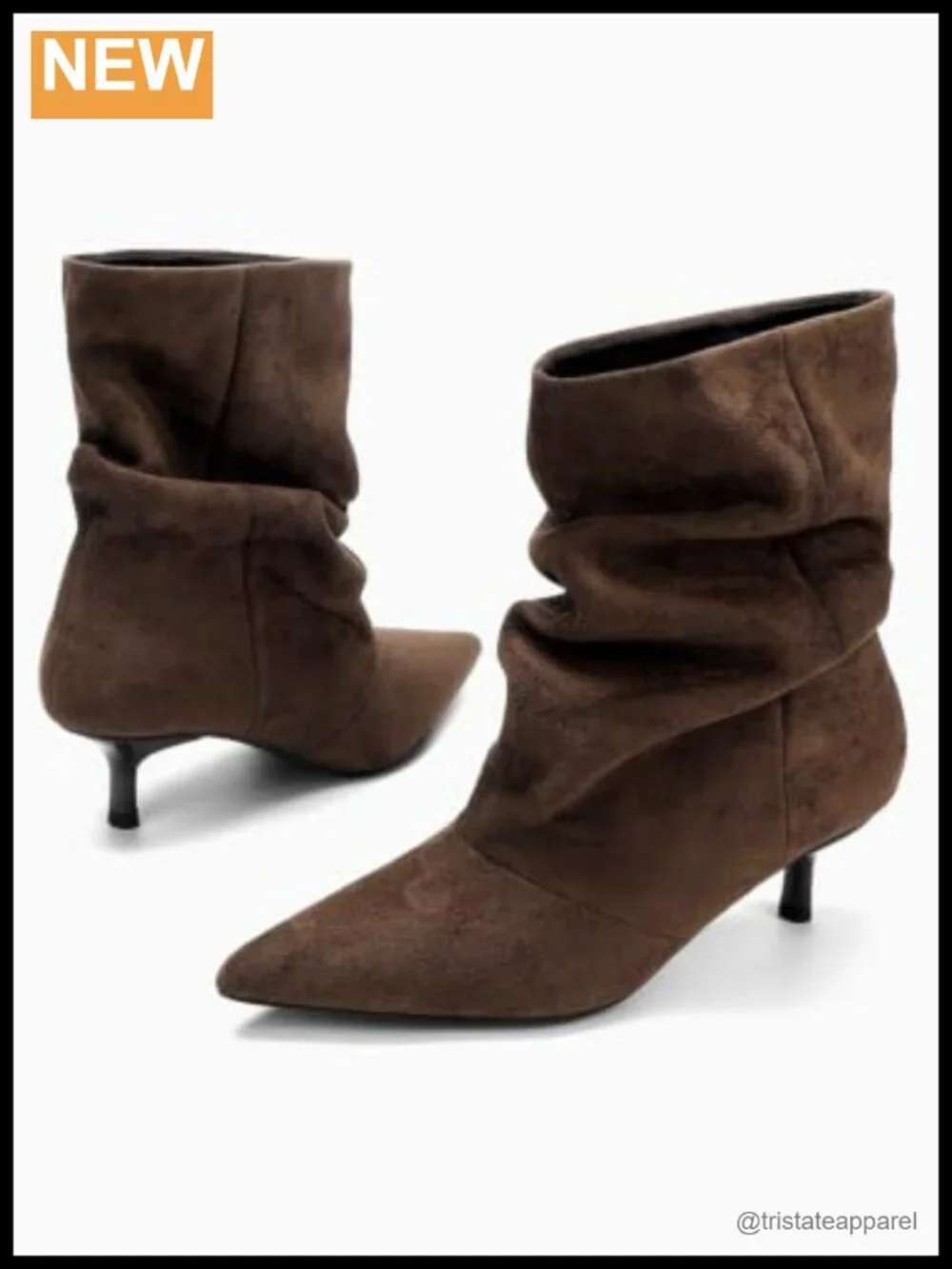 Suede Kitten Heel Slouchy Ankle Booties Women Pointed Toe Pull-On